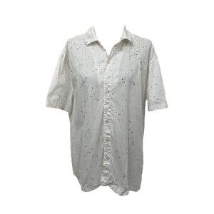 City Street’s Men's Shirt White Paint Splash Casual Button-Down Size XL